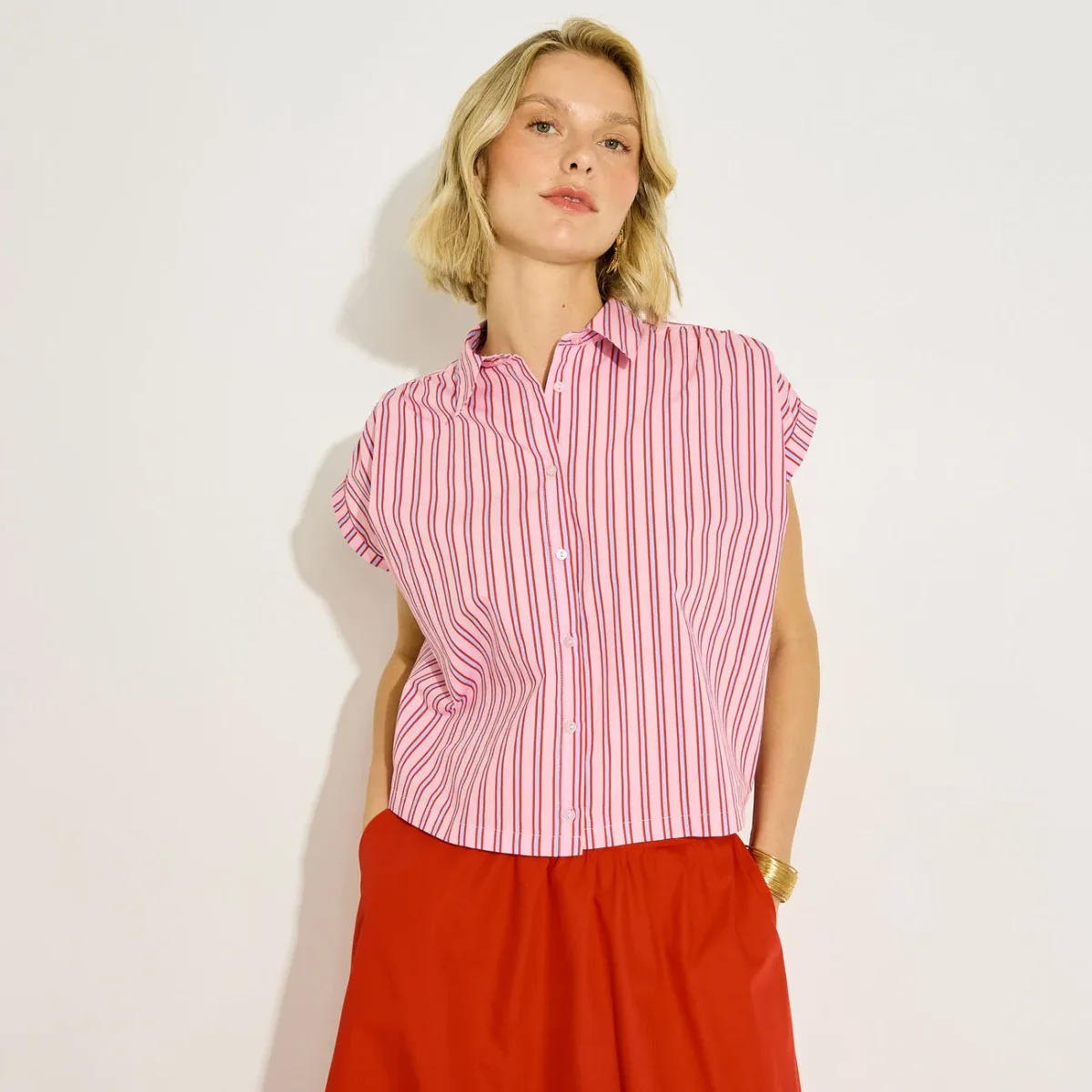 CHEMISE COURTE À RAYURES